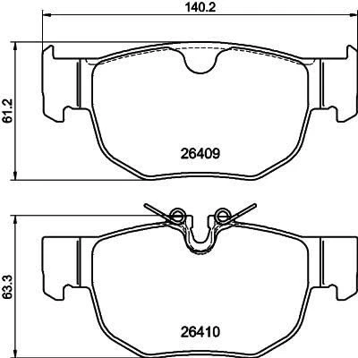 Abbildung von HELLA 8DB 355 044 381 Bremsbelagsatz für Verschleißwarnanzeiger vorbereitet JAGUAR: F Pace, LAND ROVER: Range Rover Velar