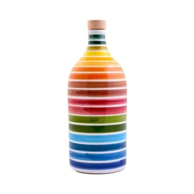 Abbildung von Frantoio Muraglia, Regenbogen Keramikgefäß mit Nativem Olivenöl Extra 500ml, intensiv fruchtige Essenz, handgefertigt und verziert von unseren apulischen Handwerkern