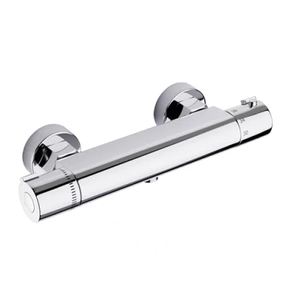 Abbildung von MORADO Duscharmatur mit Thermostat, Mischbatterie Dusche Armatur Dusche, Brausestange Verbrühungsschutzventil, Chrom, Messing