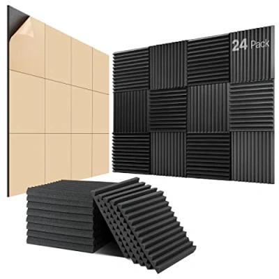 Abbildung von Akustikschaumstoff Selbstklebend, 24 Stück Schallabsorber, 30 X 2.5cm, Schalldämmung, Schallschutz, Acoustic Panel für Gaming Deko, Podcast, Studio, Akustikplatten