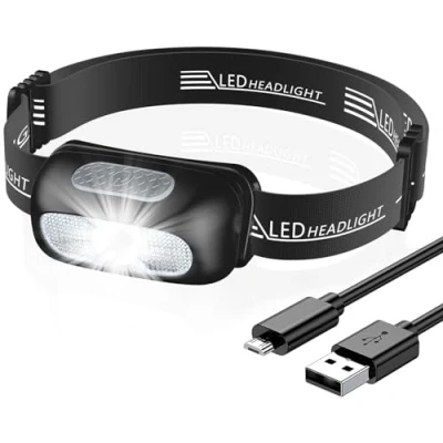 Abbildung von CIRYCASE Stirnlampe Frontscheinwerfer, Ultraleichte Kopflampe LED Wiederaufladbar mit Rotlicht &amp; 5 Lichtmodi für Erwachsene und Kinder, IPX4 Wasserdicht Frontscheinwerfer Motor