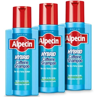 Abbildung von Alpecin Hybrid Shampoo 3x 250ml Natürliches Haarwachstumsshampoo für empfindliche und trockene Kopfhaut Energizer kräftiges Haar Haarpflege Männer Made in Germany