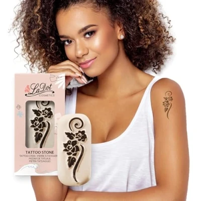Abbildung von LaDot Tattoo für Kinder und Erwachsene, temporäre hautfreundliche fake Tattoos, Stempel ohne Nadeln Körper Arm, wasserfest, Keramikstempel Rose