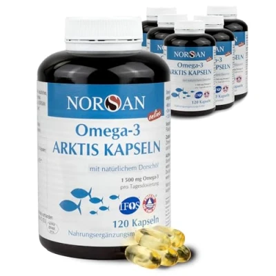 Abbildung von NORSAN Premium Omega 3 Arktis Dorschöl Kapseln 6x120 / 1.500 mg pro Portion/Omega aus nachhaltigem Wildfang