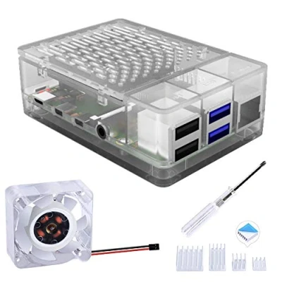 Abbildung von GeeekPi Raspberry Pi 4 Gehäuse, Gehäuse für mit 40mm Lüfter 40X40X10mm und Stück Kühlkörper Model B 8GB/4GB/2GB (klar)