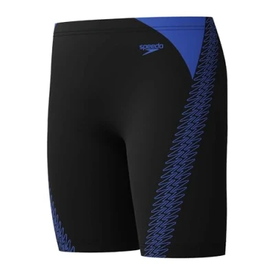 Abbildung von Speedo Hyperboom Splice Jammer Swimming Trunks Chlorine Resistant Quick Drying Stretch Fabric Comfort Fit Schwimmhose für Jungen, Cobalt Pop, 7 Years 8
