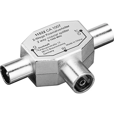 Abbildung von Goobay Antennenverteiler / T Adapter, 2x IEC/Koax Stecker Buchse, Audio &amp; Video Adapter