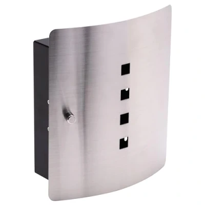 Abbildung von Burg Wächter Schlüsselbox mit 10 Haken und magnetischem Verschluss, Schlüsselkasten Quad 6204/10 Ni, Edelstahl/Stahlblech, Silber/Schwarz, Grau, 1 Pack