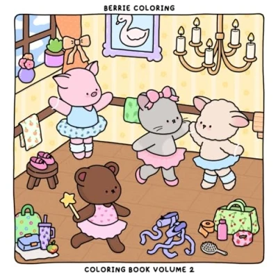 Abbildung von Berrie Coloring Volume 2: Cute and Cozy Book for Adults &amp; Kids Featuring Easy to Color Animal Illustrations Adorable Scenes (Cute Books)