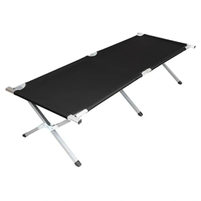 Abbildung von Spetebo Feldbett XXL Campingbett mit Tragetasche 190 x 64cm schwarz (Packung, 1 St., klappbar) Reise Belastbarkeit bis 150 kg