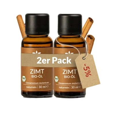 Abbildung von Heldengrün® BIO Zimtöl [100% NATURREIN] Zertifiziertes Lebensmittel zum Einnehmen Echtes ätherisch Zimt Öl Cinnamon Essential Oil 2 x 30 ml