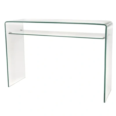 Abbildung von riess ambiente Konsolentisch FANTOME 100cm transparent (Einzelartikel, 1 St), Wohnzimmer · Glas eckig mit Ablage Modern Design