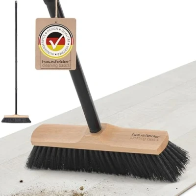 Abbildung von Hausfelder Staubbesen Zimmerbesen mit Stiel, Besen 40 cm breit, Metallstiel 4teilig Drehgewinde, weiche Borsten