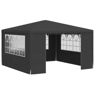 Abbildung von vidaXL Profi Partyzelt mit Seitenwänden UV beständig Wasserbeständig Pavillon Festzelt Gartenpavillon Gartenzelt Garten Bierzelt 4x4m Anthrazit 90g/m²