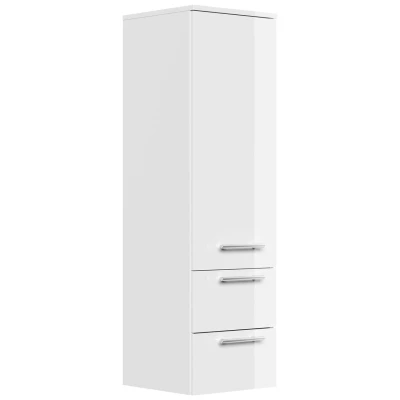 Abbildung von Hochschrank 120 cm weiss hochglanz mit Glaseinlagen