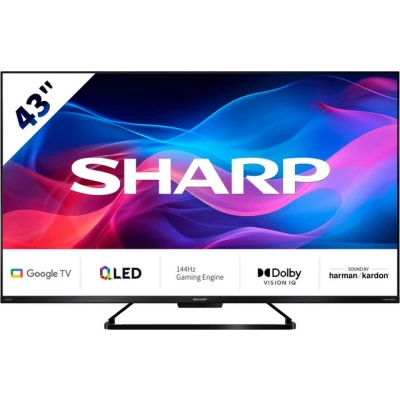 Abbildung von SHARP 43GR8265E 43 Zoll Fernseher (108 cm) 4K Ultra HD 144Hz Google TV Gaming &amp; Streaming QLED Smart ohne Rahmen (HDMI 2.1, ALLM VRR) mit Apps (Netflix, Prime, Disney+, Apple TV)