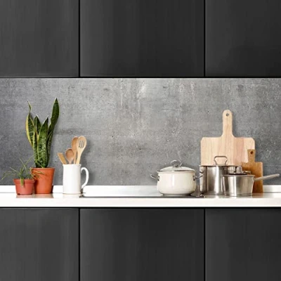 Abbildung von Spritzschutz für Küche, Wandaufkleber die Wand, Finish: Beton, 180 x 60 cm, 100% Made in Italy, mit ungiftiger Tinte, schwer entflammbar und wasserbeständig