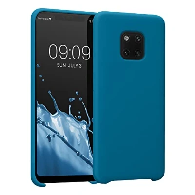Abbildung von kwmobile Hülle kompatibel mit Huawei Mate 20 Pro Silikon Handy Case Handyhülle weiche Oberfläche kabelloses Laden Karibikblau