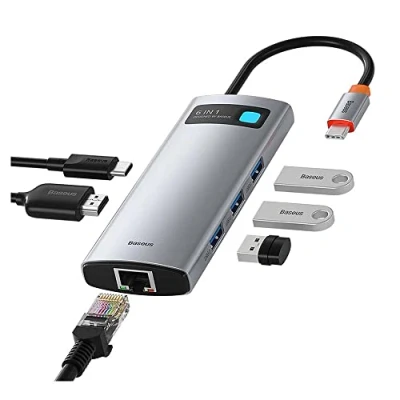 Abbildung von Baseus Metal Gleam Series 4 in 1 USB C Hub, Universel, USB, Typ C, Sølv