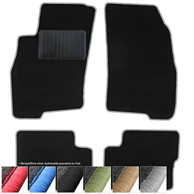 Abbildung von moto MOLTICO Fußmatten Auto Velours Autoteppiche Schwarz Automatten Set 4 teilig passend für FIAT 500 ab 2007 (Graue Ziernähte)