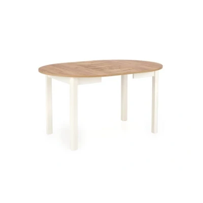 Abbildung von Design Esstisch rund HA 400 ausziehbar Tisch 102 142cm, Farbe:Eiche Gold Weiß matt