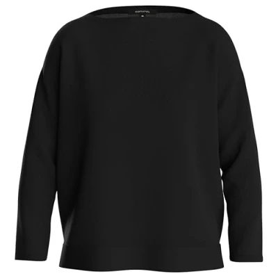 Abbildung von comma MIT Ubootausschnitt Langarmshirt, Damen, Größe: 46, Schwarz