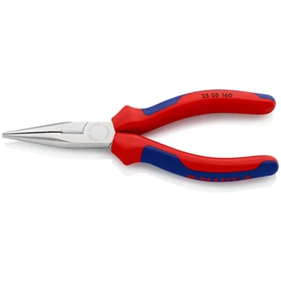Abbildung von KNIPEX Flachrundzange mit Schneide (Radiozange) Comfort Griffen verchromt 160 mm 25 05 SB