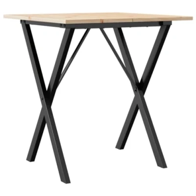 Abbildung von vidaXL Esstisch, Küchentisch mit X Gestell, Speisetisch für Esszimmer Küche Wohnzimmer, Esszimmertisch, Massivholz Kiefer Gusseisen