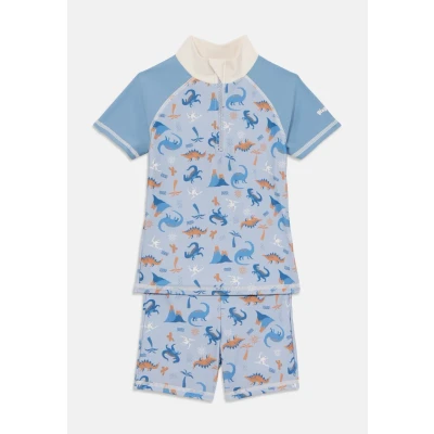 Abbildung von Playshoes Unisex Kinder UV Schutz Bade Set zweiteilig Schwimmshirt Badeshorts Badebekleidung, Dino Allover, 74/80