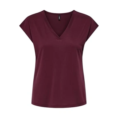 Abbildung von ONLY Damen Onlfree Life S/S Mod.V Neck Top JRS Noos, Tawny Port, XS