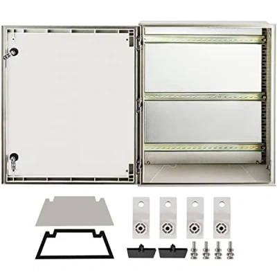 Abbildung von VEVOR Schaltschrank NEMA Stahlgehäuse 60 x 50 23 cm 3X Glasfaser Schaltkasten, IP66 wasserdicht und staubdicht, elektrischer Anschlusskasten für den Außen /Innenbereich, mit Montageplatte