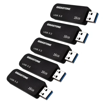 Abbildung von Gigastone Z30 16GB 5er Pack USB 3.0 Flash Laufwerk mit hoher Geschwindigkeit, zuverlässige Leistung, einziehbarer Schlüssel ideal für PC Mac Computer, Sticks Mini wasserdicht und robust ohne Kappe