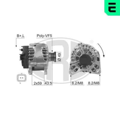 Abbildung von ERA 210056A Lichtmaschine 14V 125A RENAULT: Kangoo I, MASTER 2 Kasten, TRAFIC OPEL: Vivaro A Combi, Kastenwagen