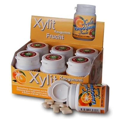 Abbildung von Xylitquelle Zahnpflegekaugummi FRUCHTIG 6 x 80 Stk 100% Xylit für angenehmen Atem zuckerfrei, vegan, ohne Aspartam 480 Kaugummis (6er Pack)