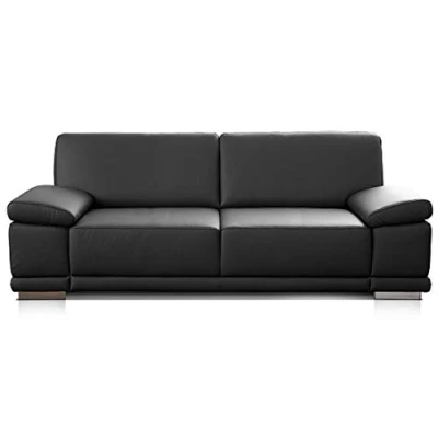 Abbildung von CAVADORE 3,5 Sitzer Sofa Corianne in Kunstleder / Große Ledercouch hochwertigem und modernem Design Mit verstellbaren Armlehnen 248 x 80 99 schwarz