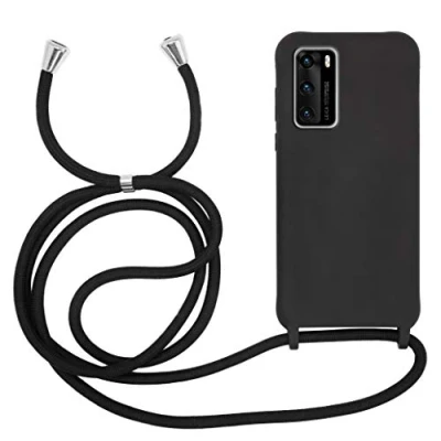 Abbildung von MyGadget Handykette für Huawei P40 [ Hülle mit verstellbaren Band ] TPU Handyhülle Handyband zum Umhängen Kordel Schnur Case Schutzhülle Schwarz