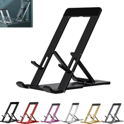 Abbildung von VIUXL Folding Bracket, New 2024 Fashion Bracket for Phone, Foldable Aluminum Desktop Phone Stand, Portable Applicable to All (Black)