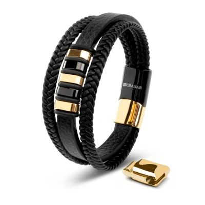 Abbildung von Serasar Armband, Herren, Größe: 23, Schwarz gold