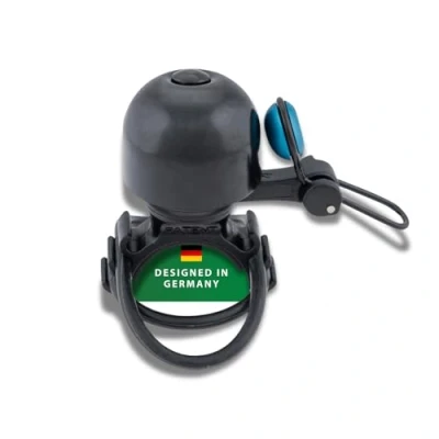 Abbildung von CONTEC Fahrrad Klingel Diamond Bing, Bike Glocke, Bell, Gummi Ring, 26 mm Durchmesser, Universal Halterung, verstellbar, laut, Messing, schwarz blau, klein