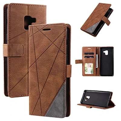 Abbildung von QiongniAN Hülle für Samsung Galaxy A6+ Leder,Hülle SM A605F/DS A6 Plus 2018 / A605G/DS A605FN/DS A605FN A605F A605G Klapphülle Handytasche Case Brown