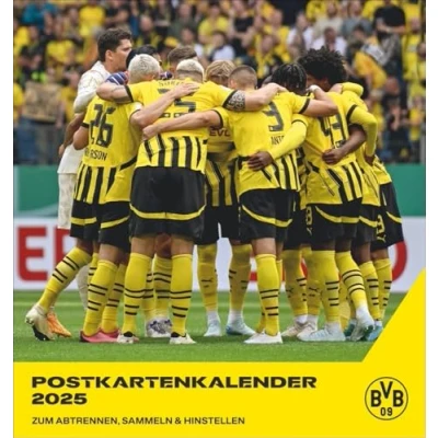 Abbildung von BVB Postkartenkalender 2025: Kleiner Kalender für große Fans: Die Stars von Borussia Dortmund in einem Tischkalender zum Aufstellen oder Aufhängen. ... Spieler Postkarte. (Postkartenkalender Heye)