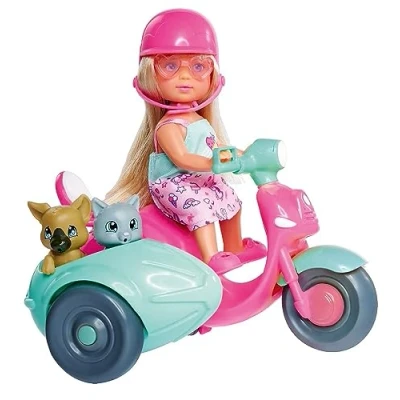 Abbildung von SIMBA Anziehpuppe Evi Love Scooter Friends, 12 cm, mit Roller, Beiwagen, Katze und Hund