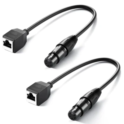 Abbildung von NEEWER 5 Pin DMX XLR Buchse auf RJ45 Kabel, 2er Pack poliger Adapter Anschluss TL60 RGB Röhrenlichtstab und DMX512 Konsole Beleuchtungssteuerung, 35cm, NC007