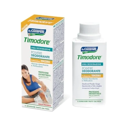 Abbildung von Timodore, Ingwerpuder Deodorant, die perfekte Lösung gegen unangenehmes Schwitzen und Fußgeruch, 100% Made in Italy, Dermatologisch Getestet, 75 g