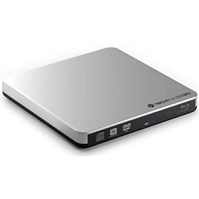 Abbildung von techPulse120 USB 3.0 Typ C externer Blu ray Brenner 3D Burner Superdrive Blueray Laufwerk BD DVD CD Slim für Computer Notebook Ultrabook Windows 10 &amp; 11 MacOS Apple iMac MacBook Silber