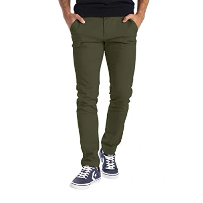 Abbildung von BlauerHafen Herren Designer Chino Hose Stretch Stoff Chinohose Slim Fit Casual Trousers (30W / 30L, Olivgrün)
