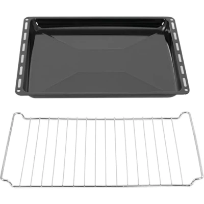 Abbildung von ICQN Backblech 445 x 375 35 mm, Emaille, (Set mit Backofenrost, 2 St), Passend für Whirlpool, Ignis, Bauknecht, Indesit, Algor, Neckermann