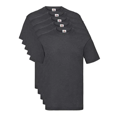 Abbildung von Fruit of the Loom Herren Valueweight 5 Pack T Shirt, Grau (Dark Heather Grey Hd), XX Large (Herstellergröße: 2 X L) (5er Pack)