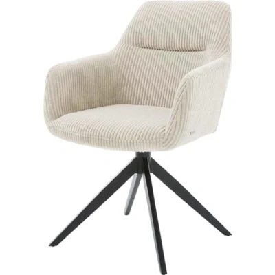 Abbildung von Drehstuhl Pejo Flex Cord Beige Kreuzgestell breit Schwarz 360 drehbar Wippfunktion Taschenfederkern