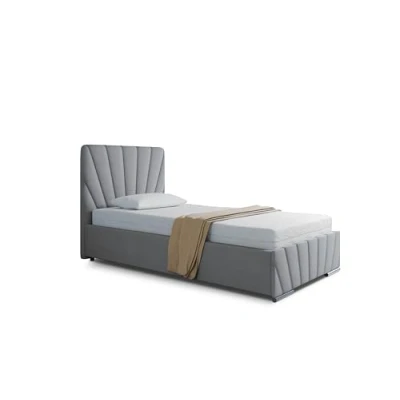 Abbildung von PANDA MÖBEL RAY Polsterbett 100 x 200 cm Doppelbett mit Stauraum aus Kiefernholz, Schlafzimmer, Bequem, Modern, Stilvoll grau
